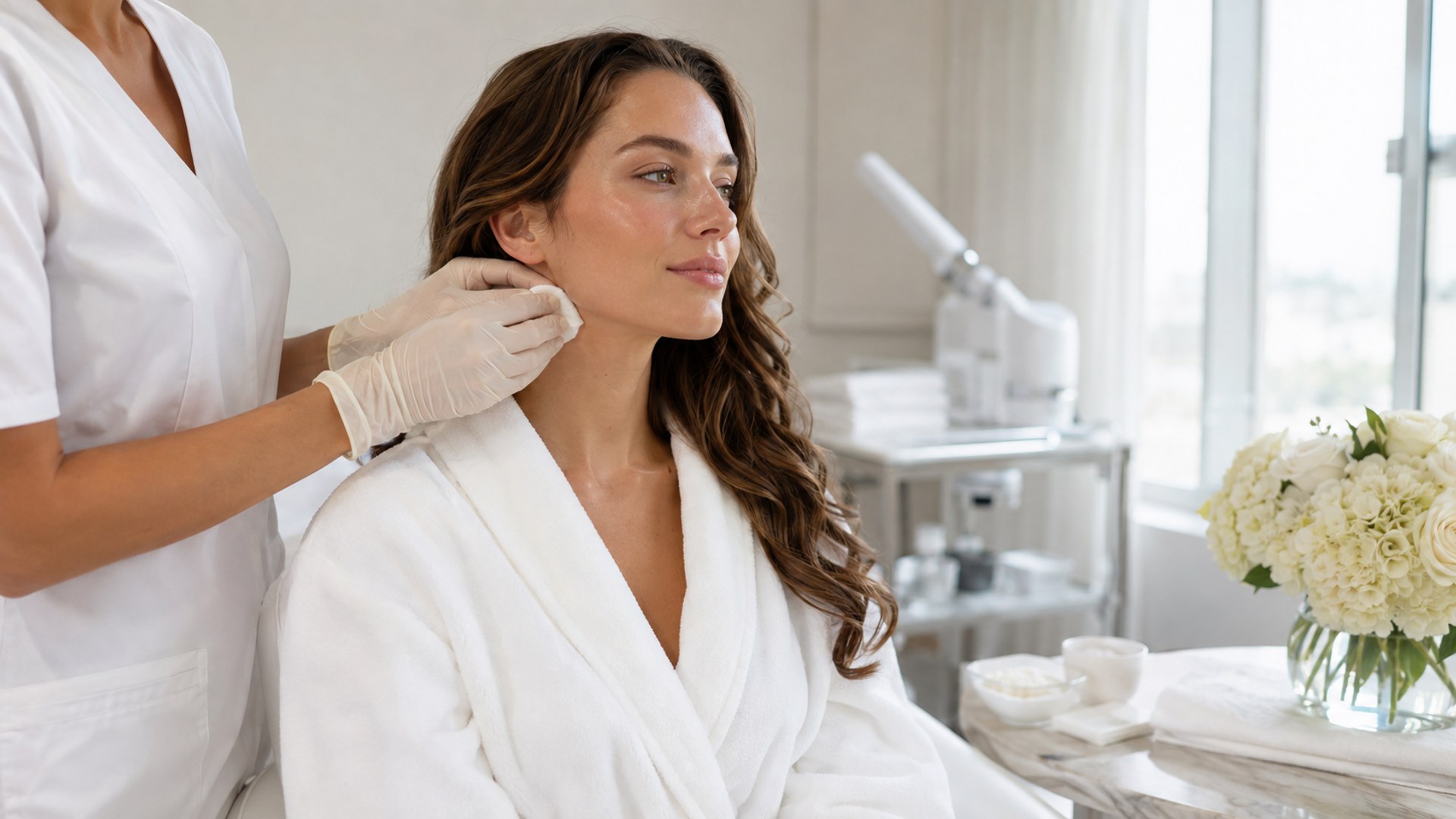 Illustrative AI library image of a skincare consultation; not Vera Beauty staff, premises, or clients